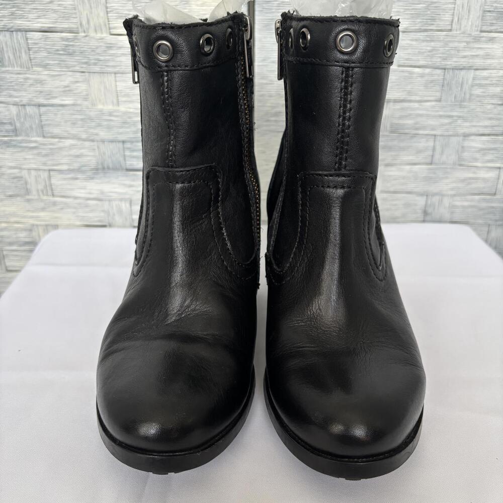 Harley Davidson Womens 6 Black Leather‎ Side Zip Heeled Ankle Boots
